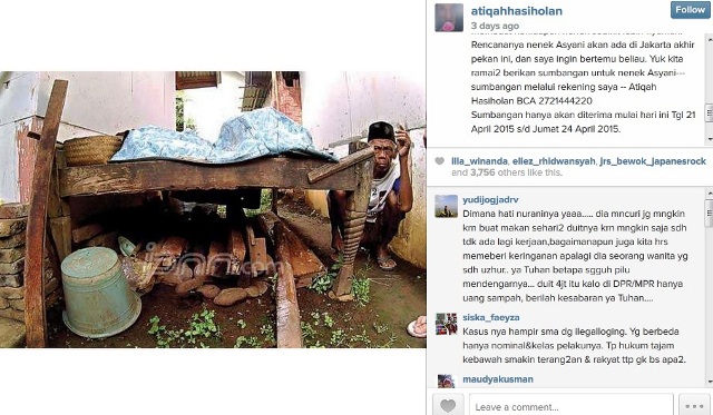 Atiqah Hasiholan Galang Dana untuk Nenek Asyani